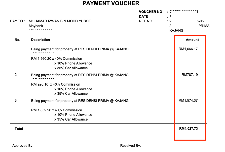 Payment Voucher Komisen Hartanah 2
