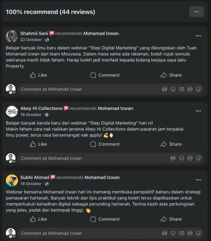 Testimoni Kelas 1